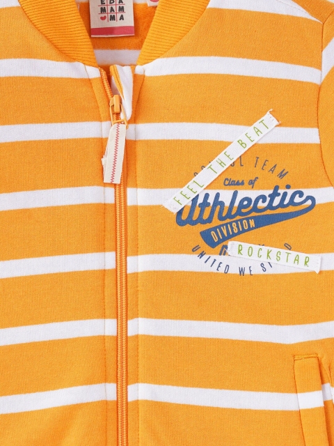 Ed-a-Mamma Boys Orange Striped Crop Tailored Jacket with Patchwork - Image 4