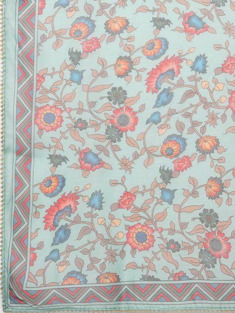 KALINI Women Green Embroidered Thread Work Kurta with Trousers & Dupatta