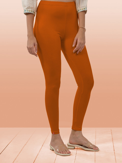 LYRA Women Red Solid Cotton Ankle-Length Leggings - Image 2