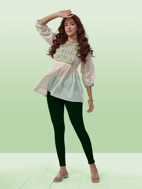 LYRA Women Green Solid Ankle Length Leggings - Image 6