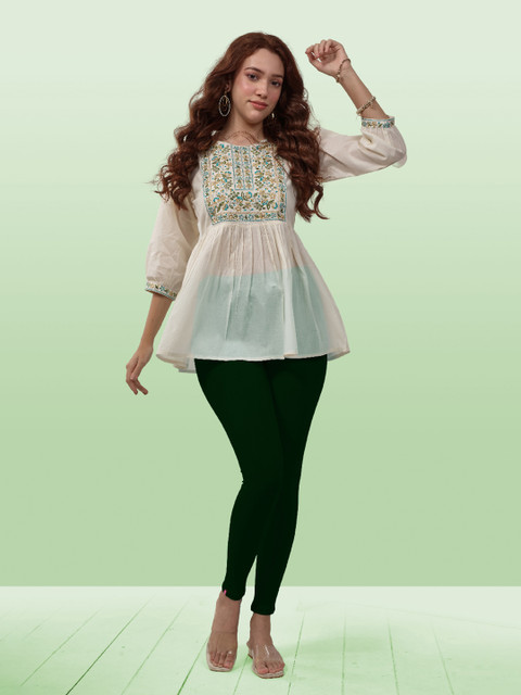 LYRA Women Green Solid Ankle Length Leggings - Image 5