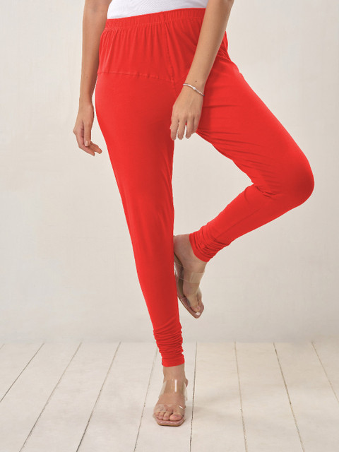 LYRA Women Pink Solid Churidar Length Leggings - Image 6