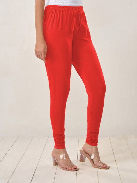 LYRA Women Pink Solid Churidar Length Leggings - Image 4