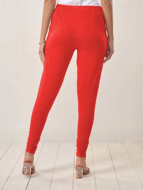 LYRA Women Pink Solid Churidar Length Leggings - Image 3