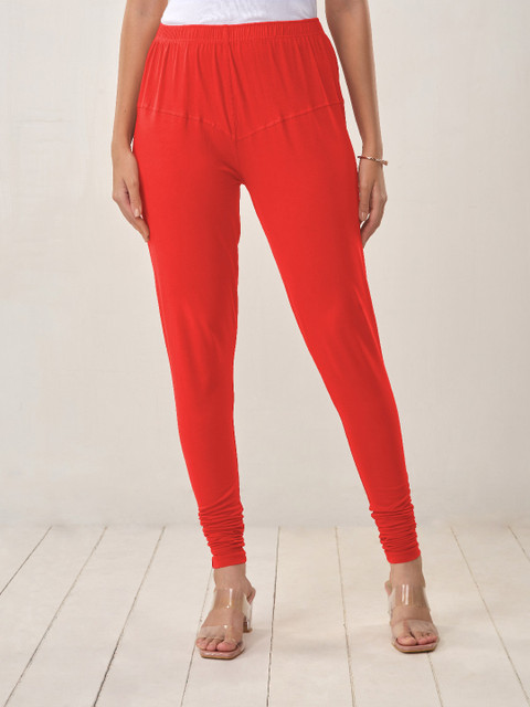LYRA Women Pink Solid Churidar Length Leggings - Image 2