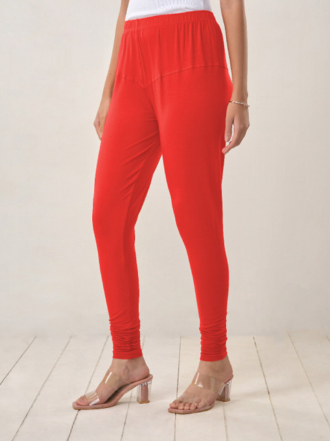 LYRA Women Pink Solid Churidar Length Leggings - Image 5