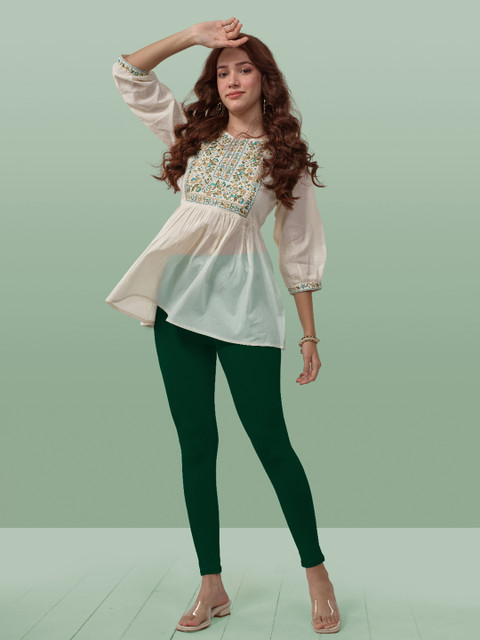 LYRA Women Green Solid Ankle-Length Leggings - Image 6