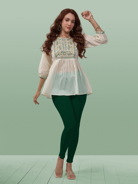 LYRA Women Green Solid Ankle-Length Leggings - Image 5