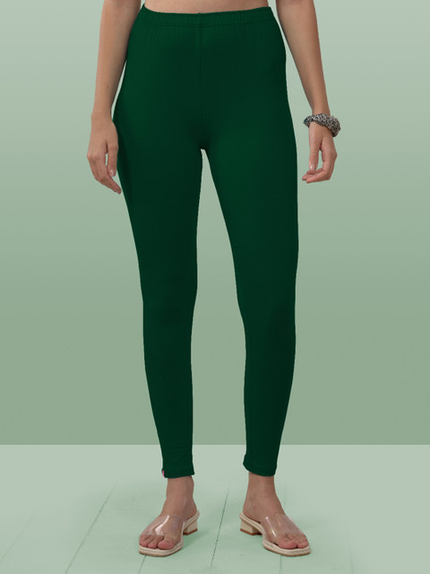 LYRA Women Green Solid Ankle-Length Leggings