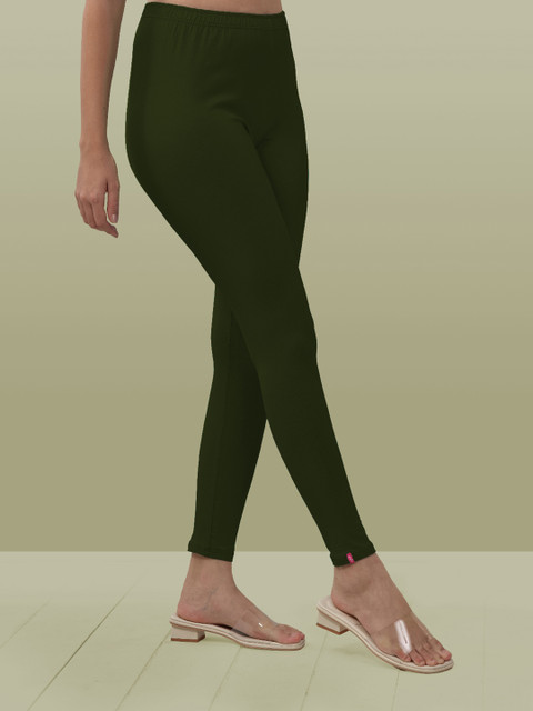 LYRA Women Green Solid Ankle-Length Leggings - Image 2