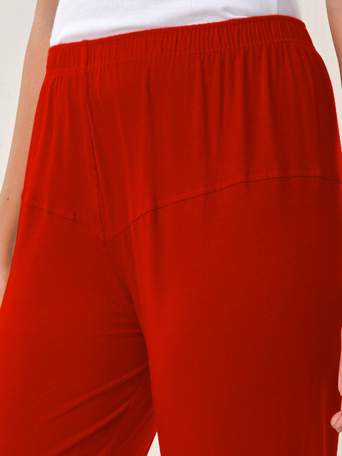LYRA Women Red Solid Churidar-Length Leggings - Image 7