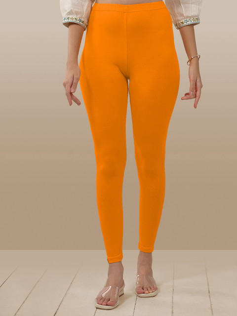 LYRA Women Orange Solid Ankle-Length Leggings