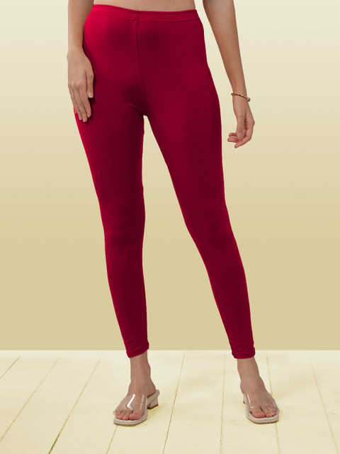 LYRA Women Magenta Solid Ankle-Length Leggings