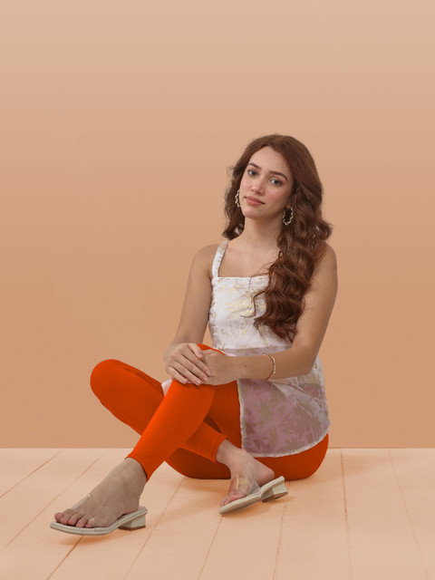 LYRA Women Orange Ankle Length Leggings - Image 6