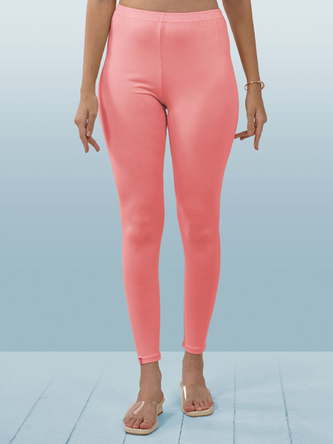 LYRA Women Pink Solid Ankle Length Leggings