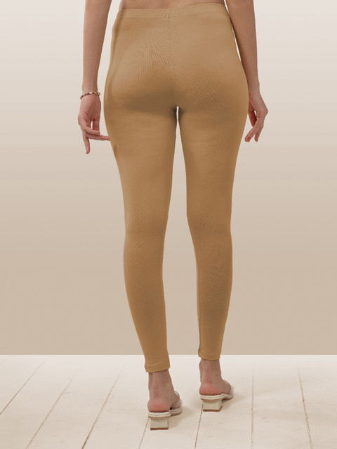 LYRA Women Beige Solid Ankle-Length Leggings - Image 4