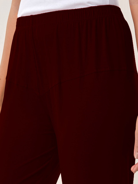 LYRA Women Maroon Solid Churidar-Length Leggings - Image 7