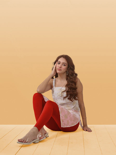 LYRA Women Burgundy Solid Cotton Ankle Length Leggings - Image 5