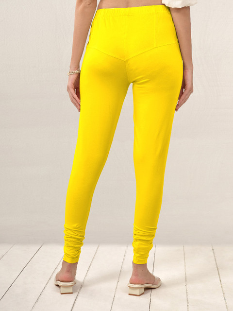 LYRA Women Yellow Solid Churidar Length Leggings - Image 3