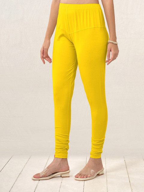 LYRA Women Yellow Solid Churidar Length Leggings - Image 5