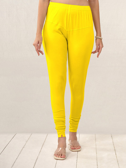LYRA Women Yellow Solid Churidar Length Leggings - Image 2