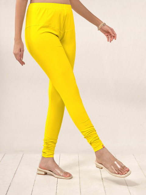LYRA Women Yellow Solid Churidar Length Leggings - Image 4