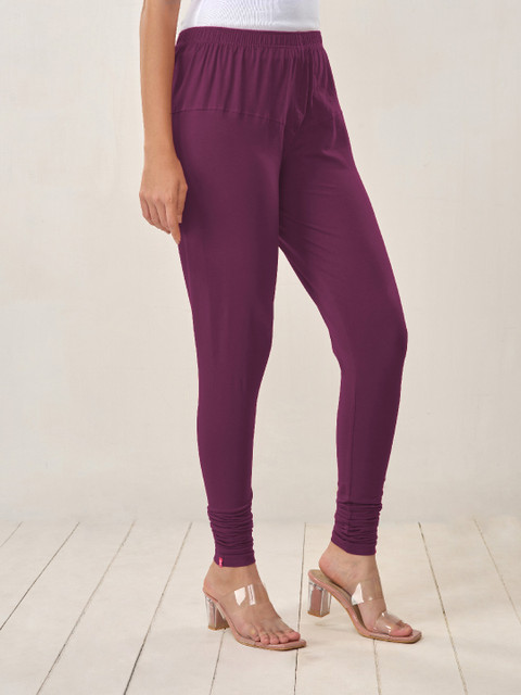 LYRA Women Violet Solid Churidar Length Leggings - Image 3