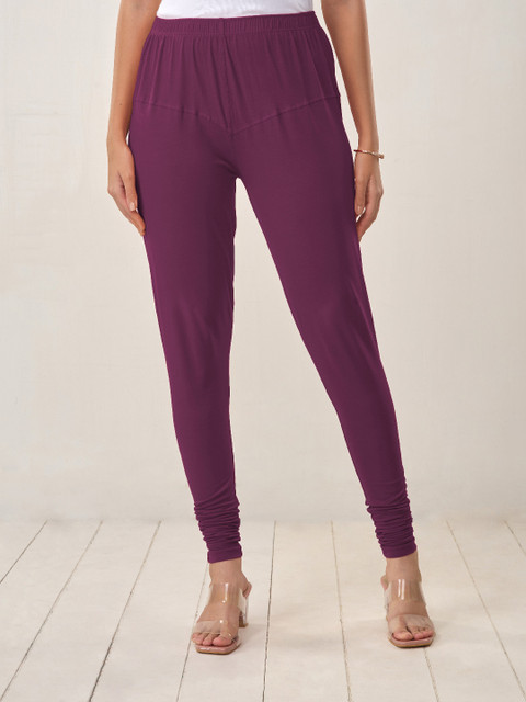 LYRA Women Violet Solid Churidar Length Leggings - Image 2