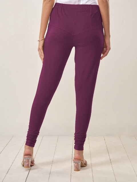 LYRA Women Violet Solid Churidar Length Leggings - Image 5