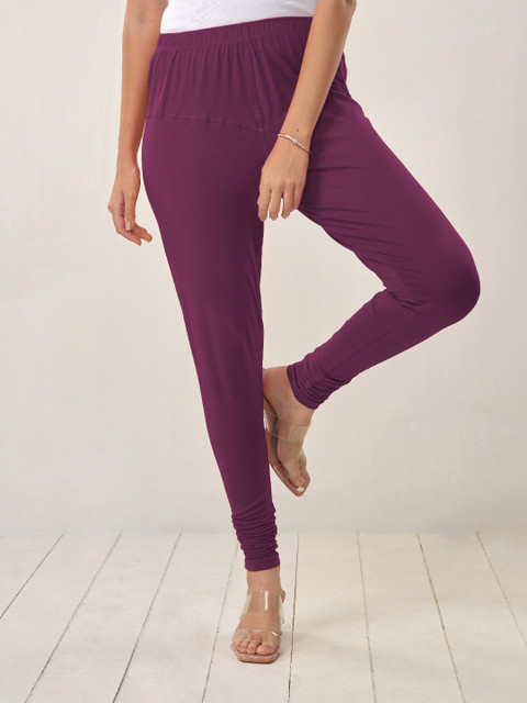 LYRA Women Violet Solid Churidar Length Leggings - Image 6