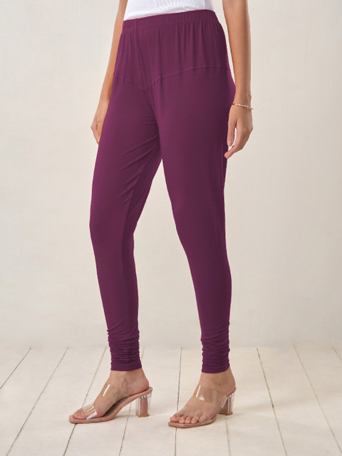 LYRA Women Violet Solid Churidar Length Leggings - Image 4