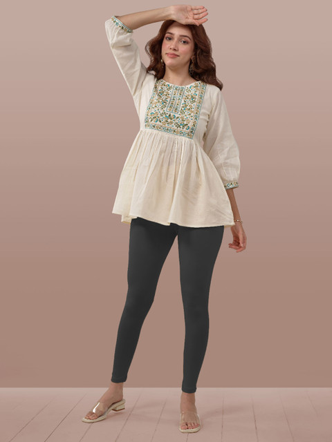 LYRA Women Smoke Grey Solid Ankle Length Leggings - Image 5