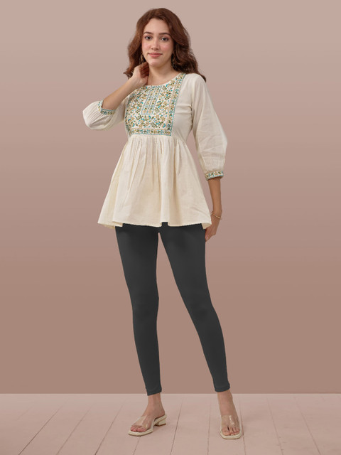 LYRA Women Smoke Grey Solid Ankle Length Leggings - Image 6