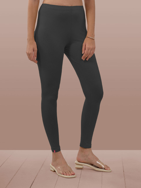 LYRA Women Smoke Grey Solid Ankle Length Leggings - Image 2