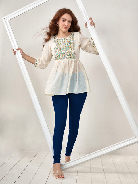 LYRA Women Blue Solid Churidar Length Leggings