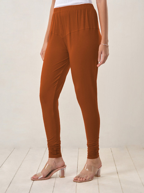 LYRA Women Rust Solid Churidar Length Leggings - Image 4