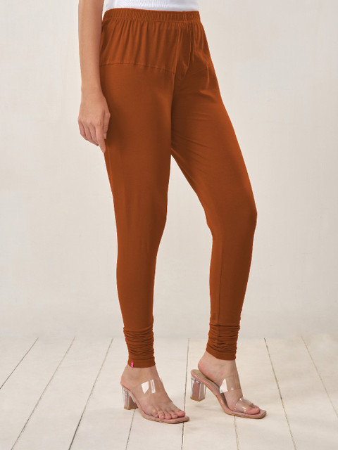 LYRA Women Rust Solid Churidar Length Leggings - Image 3
