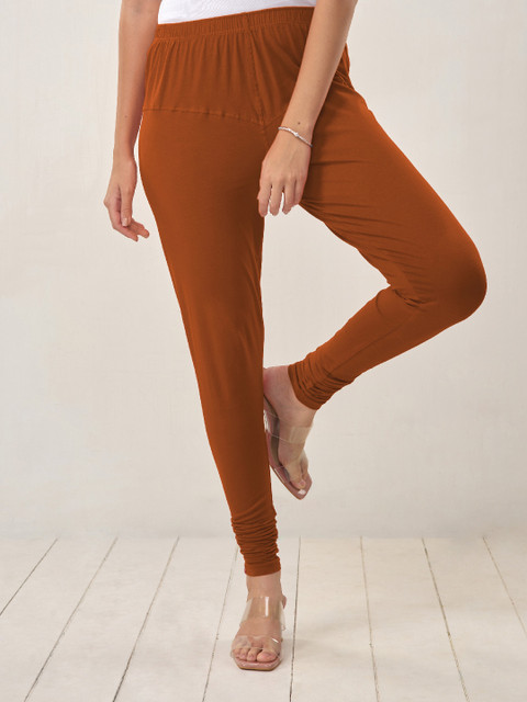 LYRA Women Rust Solid Churidar Length Leggings - Image 6