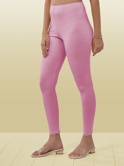 LYRA Women Pink Solid Ankle Length Leggings - Image 3