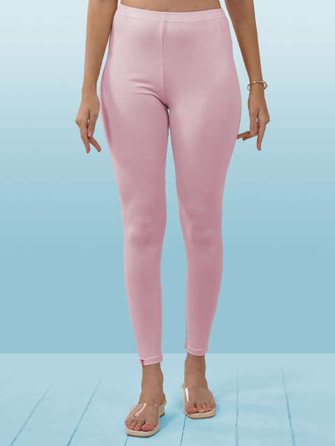 LYRA Women Pink Solid Ankle Length Leggings