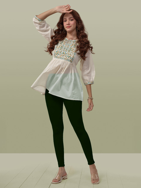 LYRA Women Green Solid Ankle Length Leggings - Image 6