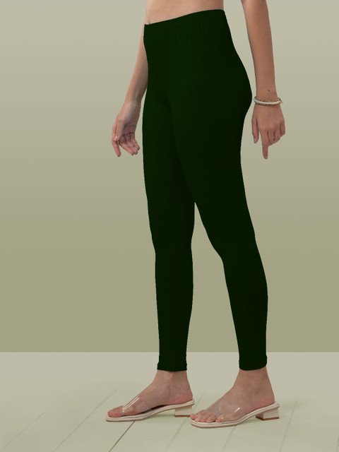 LYRA Women Green Solid Ankle Length Leggings - Image 3