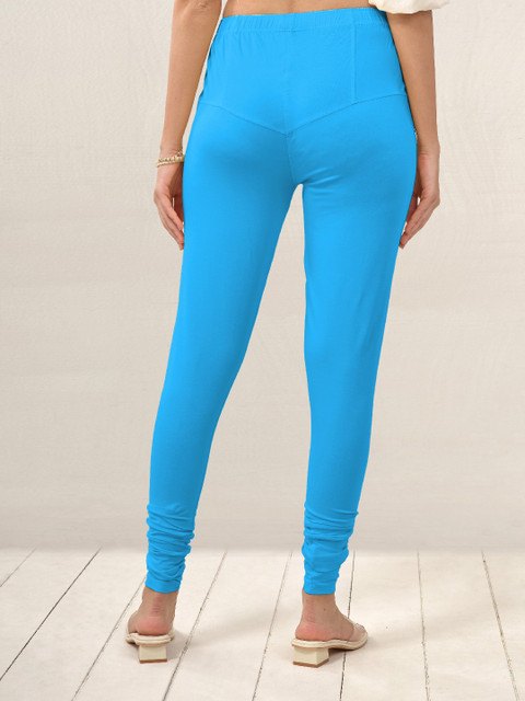 LYRA Women Blue Solid Churidar Length Leggings - Image 5