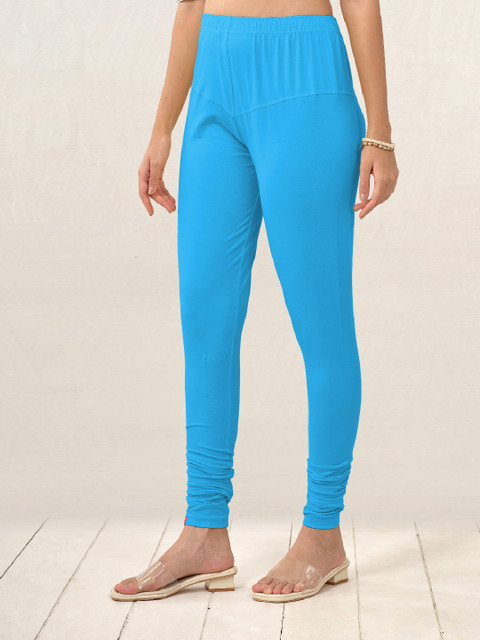 LYRA Women Blue Solid Churidar Length Leggings - Image 4