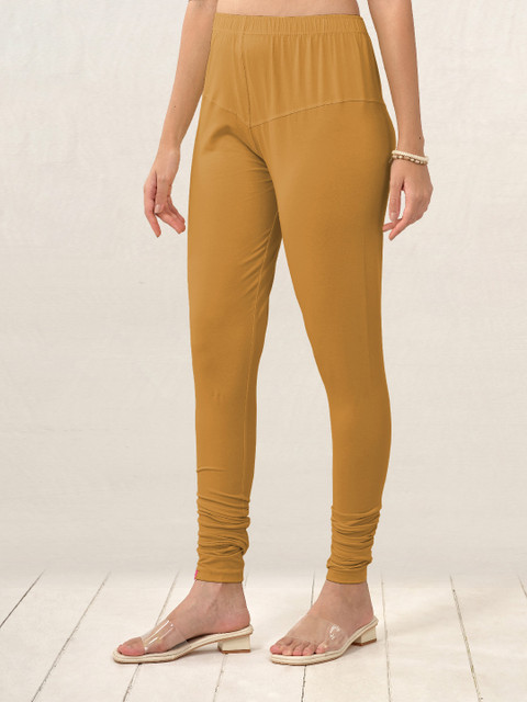 LYRA Women Nude Solid Churidar Length Leggings - Image 4