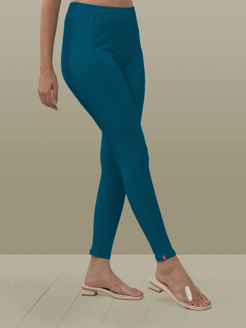 LYRA Women Turquoise Blue Solid Ankle Length Leggings - Image 2
