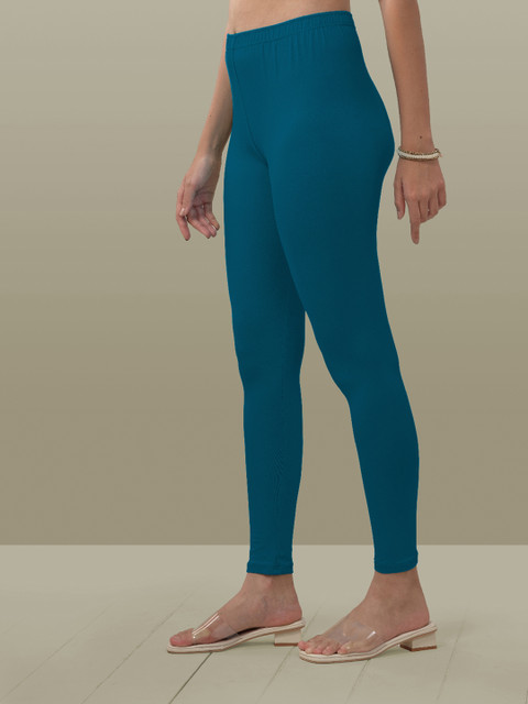 LYRA Women Turquoise Blue Solid Ankle Length Leggings - Image 3