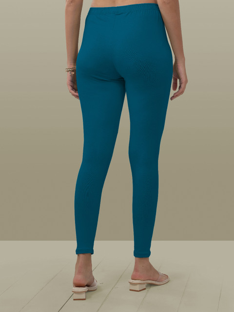 LYRA Women Turquoise Blue Solid Ankle Length Leggings - Image 4