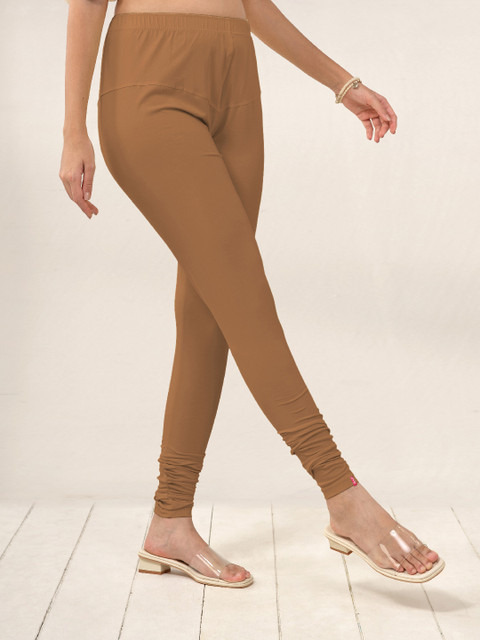 LYRA Women Brown Solid Churidar Length Leggings - Image 3