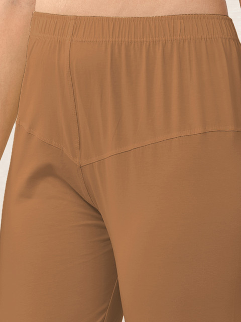 LYRA Women Brown Solid Churidar Length Leggings - Image 7